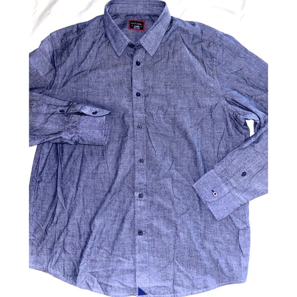UNTUCKit Shirt Men's XL Blue Long Sleeve Button Up Casual Chambray Cotton Top - Picture 3 of 6